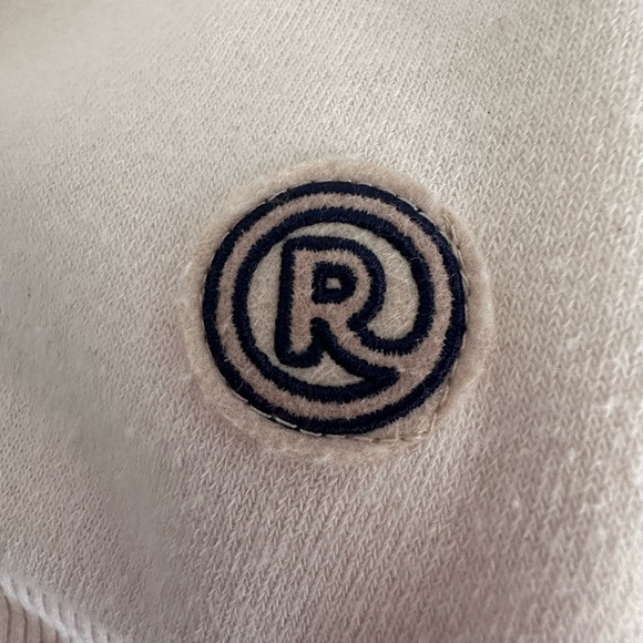 Re-Spun by Marine Layer Sweatshirt Chevron Crew Pullover Cream Red - Picture 6 of 6